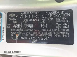 2011 Kia Soul + with VIN KNDJT2A28B7712547, listed as a IAAI auction lot 42163142 with 169,403 mi miles and . Bid and sale history available at DreamBid. Image 9.