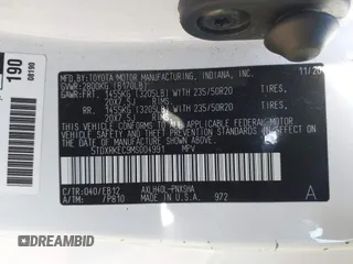 2021 Toyota Sienna XSE with VIN 5TDXRKEC9MS004991, listed as a IAAI auction lot 42177236 with 123,736 mi miles and . Bid and sale history available at DreamBid. Image 9.