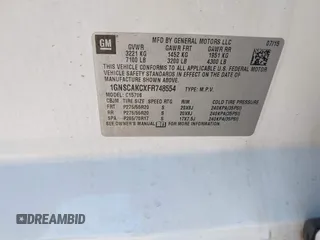 2015 Chevrolet Tahoe LS with VIN 1GNSCAKCXFR748554, listed as a IAAI auction lot 41765865 with 160,282 mi miles and . Bid and sale history available at DreamBid. Image 9.