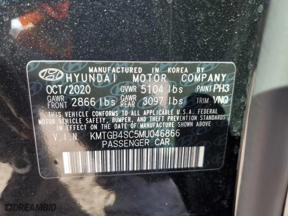 2021 Genesis G80 2.5T with VIN KMTGB4SC5MU046866, listed as a Copart auction lot 76997434 with 68,111 mi miles and Salvage Title. Bid and sale history available at carsss.com. Image 13.