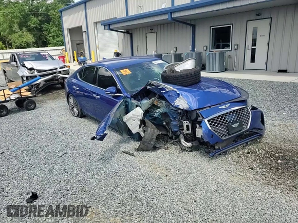 2021 Genesis G70 2.0T with VIN KMTG64LA1MU075945, listed as a Copart auction lot 56481205 with 88,160 mi miles and Salvage title. Bid and sale history available at DreamBid. Image 13.