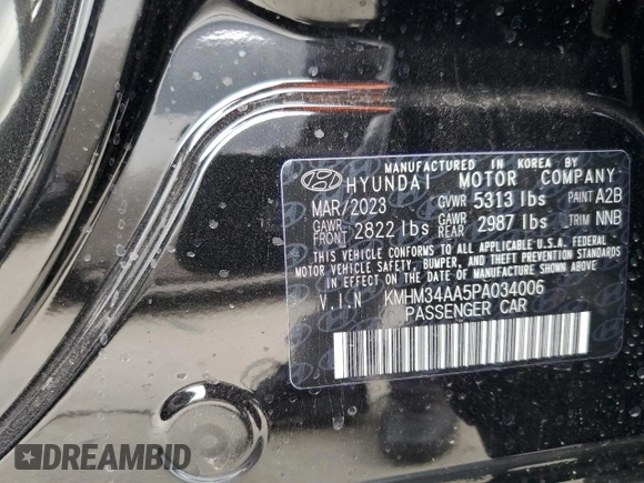2023 Hyundai Ioniq 6 SEL z VIN KMHM34AA5PA034006, wystawiony jako Copart lot #80392393 z przebiegiem 707 mil mil oraz . Historia ofert i sprzedaży dostępna na DreamBid. Obrazek 12.