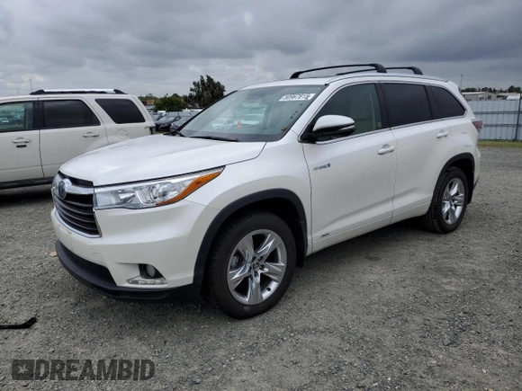 2016 Toyota Highlander Hybrid Limited with VIN 5TDDCRFH2GS014726, listed as a Copart auction lot 50967815 with 36,142 mi miles and Salvage Title. Bid and sale history available at carsss.com. Image 1.
