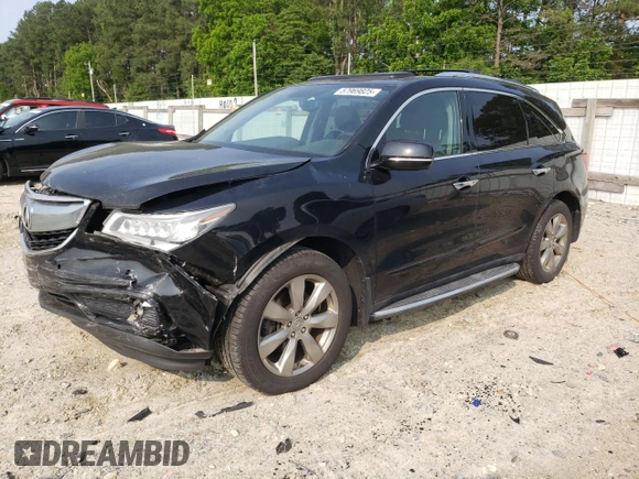2014 Acura MDX Advance with VIN 5FRYD4H80EB019891, listed as a Copart auction lot 57969825 with 150,111 mi miles and Salvage title. Bid and sale history available at DreamBid. Image 1.