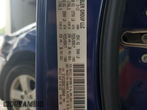 2012 Dodge Journey SXT with VIN 3C4PDDBG0CT260846, listed as a Copart auction lot 62384985 with 99,309 mi miles and Salvage title. Bid and sale history available at DreamBid. Image 14.