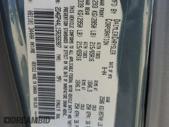 2007 Chrysler Town & Country LWB Touring with VIN 2A4GP54L37R310892, listed as a Copart auction lot 75426684 with 101,233 mi miles and Salvage Title. Bid and sale history available at carsss.com. Image 14.