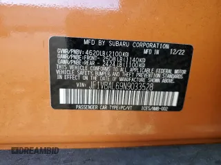 2022 Subaru WRX Limited with VIN JF1VBAL69N9033528, listed as a Copart auction lot 75193383 with 12,773 mi miles. Bid and sale history available at carsss.com. Image 12.