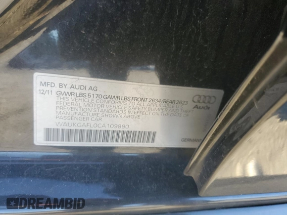 2012 Audi S4 Prestige with VIN WAUKGAFL0CA109890, listed as a Copart auction lot 86892224 with 100,068 mi miles and Clean Title. Bid and sale history available at carsss.com. Image 13.