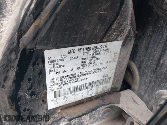 2006 Ford F-250 XL с VIN 1FTSW21P86EC29214, выставлен на аукционе IAAI как лот 42667791 с пробегом Не указан миль и . История ставок и продаж доступна на DreamBid. Изображение 9.