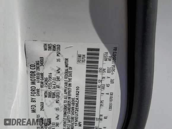 2006 Ford Explorer XLS с VIN 1FMEU72E66ZA18210, выставлен на аукционе Copart как лот 85884684 с пробегом 145 472 миль миль и Списание • Salvage title. История ставок и продаж доступна на DreamBid. Изображение 13.