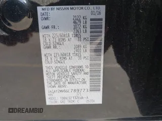 2016 Nissan Rogue SV with VIN 5N1AT2MV6GC789773, listed as a IAAI auction lot 41790816 with 94,901 mi miles and . Bid and sale history available at carsss.com. Image 9.