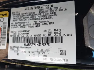 2017 Ford Fusion Sport with VIN 3FA6P0VP1HR378678, listed as a IAAI auction lot 41845700 with 61,105 mi miles. Bid and sale history available at carsss.com. Image 9.
