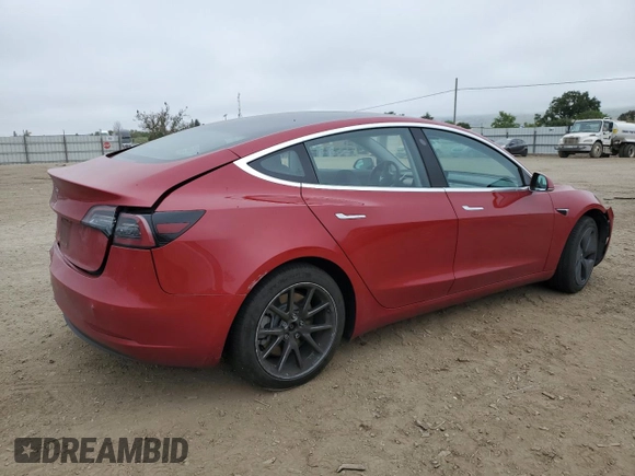 2018 Tesla Model 3 Long Range Battery with VIN 5YJ3E1EA5JF153966, listed as a Copart auction lot 55348735 with 38,755 mi miles and Salvage Title. Bid and sale history available at DreamBid. Image 3.
