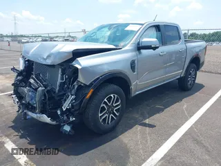 2024 Ford Ranger Lariat with VIN 1FTER4KH8RLE29047, listed as a IAAI auction lot 42669512 with 14,525 mi miles and . Bid and sale history available at DreamBid. Image 2.