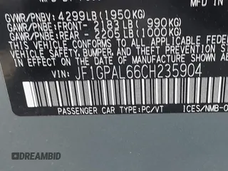 2012 Subaru Impreza Special Sports Premium с VIN JF1GPAL66CH235904, выставлен на аукционе IAAI как лот 42319073 с пробегом 115 168 миль миль и . История ставок и продаж доступна на DreamBid. Изображение 9.