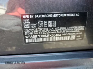 2021 BMW 3 Series 330i xDrive with VIN WBA5R7C00MFK50404, listed as a Copart auction lot 56010064 with 22,905 mi miles. Bid and sale history available at carsss.com. Image 12.