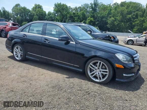 2013 Mercedes-Benz C 300 Sport with VIN WDDGF8AB9DR281282, listed as a Copart auction lot 62653125 with 128,227 mi miles and Salvage title. Bid and sale history available at DreamBid. Image 4.