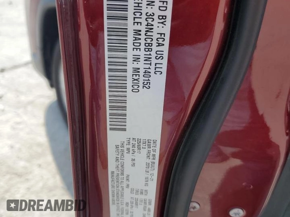 2022 Jeep Compass Altitude with VIN 3C4NJCBB1NT140152, listed as a Copart auction lot 63710165 with 51,256 mi miles and Clean title. Bid and sale history available at DreamBid. Image 12.