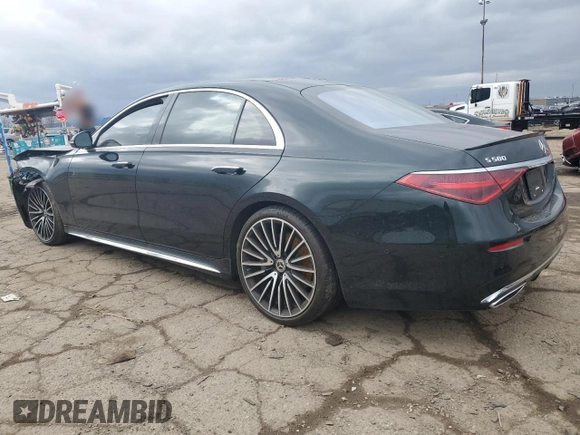 2021 Mercedes-Benz S 580 with VIN W1K6G7GB6MA042104, listed as a Copart auction lot 49778905 with 13,535 mi miles and Salvage Title. Bid and sale history available at DreamBid. Image 2.