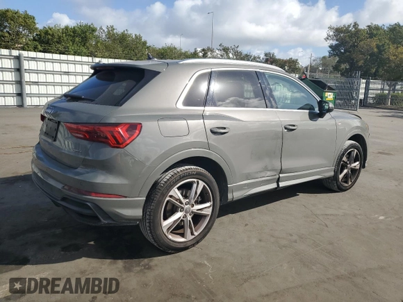 2020 Audi Q3 S line Premium with VIN WA1DECF37L1052630, listed as a Copart auction lot 45125555 with 57,910 mi miles and Non Repairable. Bid and sale history available at carsss.com. Image 3.
