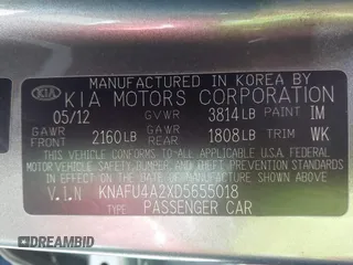 2013 Kia Forte EX with VIN KNAFU4A2XD5655018, listed as a IAAI auction lot 41756357 with 156,819 mi miles. Bid and sale history available at carsss.com. Image 9.