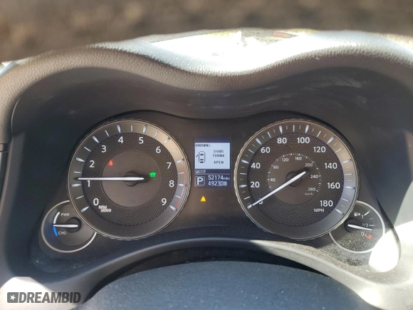 2017 Infiniti Q70 Hybrid with VIN JN1EY1AP3HM790014, listed as a Copart auction lot 46401015 with 52,174 mi miles and Salvage Title. Bid and sale history available at carsss.com. Image 9.