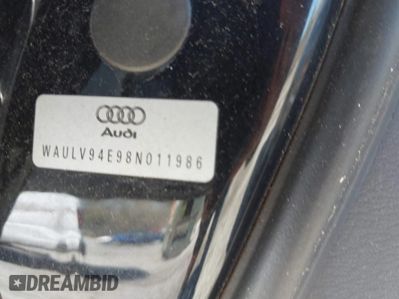 2008 Audi A8 with VIN WAULV94E98N011986, listed as a IAAI auction lot 41762596 with Not provided miles and . Bid and sale history available at DreamBid. Image 9.