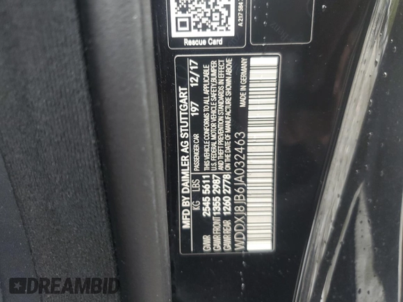 2018 Mercedes-Benz S 63 AMG with VIN WDDXJ8JB6JA032463, listed as a Copart auction lot 72035634 with Not Provided miles and Salvage Title. Bid and sale history available at DreamBid. Image 12.