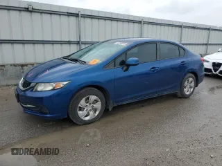 2013 Honda Civic LX z VIN 2HGFB2F5XDH567905, wystawiony jako Copart lot #58490345 z przebiegiem Nie podano mil oraz Szkoda całkowita • Salvage title. Historia ofert i sprzedaży dostępna na DreamBid. Obrazek 1.