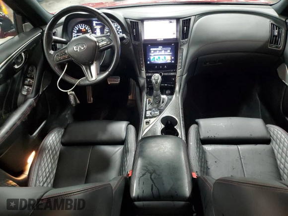 2021 Infiniti Q50 Red Sport 400 with VIN JN1FV7DR0MM880308, listed as a Copart auction lot 86103434 with 27,845 mi miles and Salvage Title. Bid and sale history available at DreamBid. Image 8.