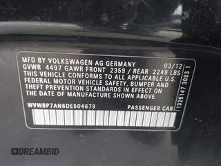 2013 Volkswagen CC Sport with VIN WVWBP7AN6DE504679, listed as a IAAI auction lot 42034362 with 148,527 mi miles. Bid and sale history available at carsss.com. Image 9.