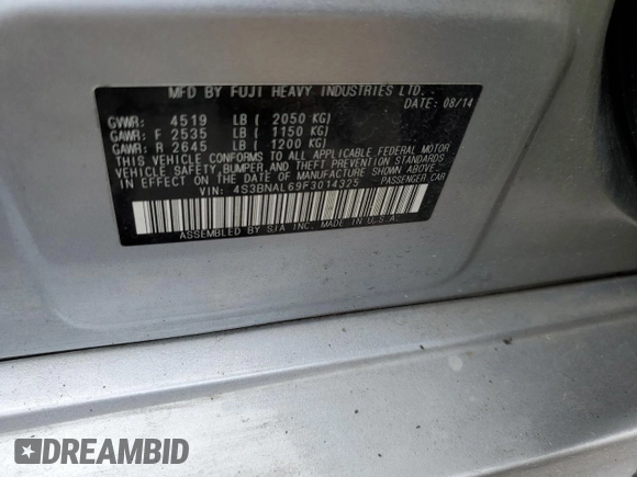 2015 Subaru Legacy Limited z VIN 4S3BNAL69F3014325, wystawiony jako Copart lot #51635165 z przebiegiem 131 612 mil mil oraz Szkoda całkowita • Salvage title. Historia ofert i sprzedaży dostępna na DreamBid. Obrazek 14.