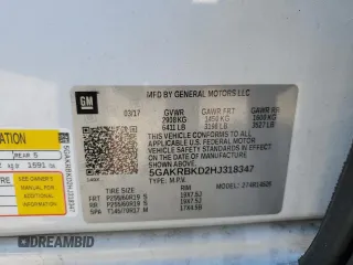 2017 Buick Enclave Leather with VIN 5GAKRBKD2HJ318347, listed as a Copart auction lot 46745585 with Not Provided miles and Salvage Title. Bid and sale history available at DreamBid. Image 13.