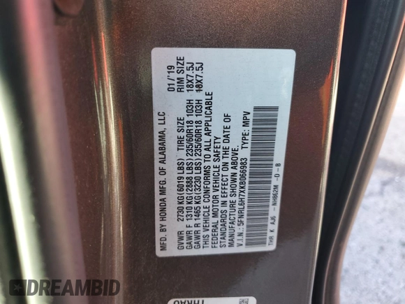 2019 Honda Odyssey EX-L with VIN 5FNRL6H7XKB066983, listed as a Copart auction lot 51290955 with 23,731 mi miles and Salvage Title. Bid and sale history available at carsss.com. Image 13.