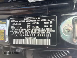 2020 Kia Optima EX Premium with VIN 5XXGU4L11LG395131, listed as a Copart auction lot 46307065 with 39,488 mi miles and Salvage Title. Bid and sale history available at carsss.com. Image 10.