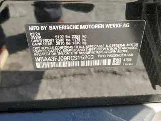 2024 BMW 5 Series 530i with VIN WBA43FJ09RCS15203, listed as a Copart auction lot 42549495 with 22,920 mi miles and Salvage title. Bid and sale history available at DreamBid. Image 12.