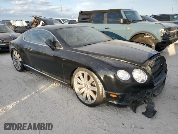 2013 Bentley Continental GT with VIN SCBFT7ZA4DC083123, listed as a Copart auction lot 75113674 with Not Provided miles and Salvage Title. Bid and sale history available at DreamBid. Image 4.