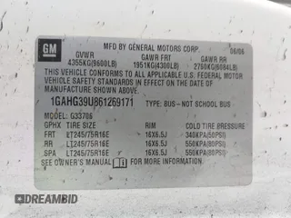 2006 Chevrolet Express Passenger with VIN 1GAHG39U861269171, listed as a IAAI auction lot 42057339 with 83,576 mi miles and . Bid and sale history available at DreamBid. Image 9.