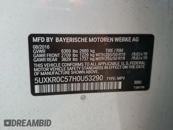 2017 BMW X5 xDrive35i with VIN 5UXKR0C57H0U53290, listed as a Copart auction lot 53072275 with 139,085 mi miles and Clean Title. Bid and sale history available at carsss.com. Image 13.