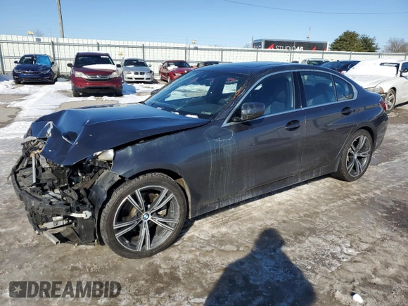2020 BMW 3 Series 330i xDrive with VIN WBA5R7C04LFH50602, listed as a Copart auction lot 88260075 with 97,781 mi miles and Salvage Title. Bid and sale history available at carsss.com. Image 1.
