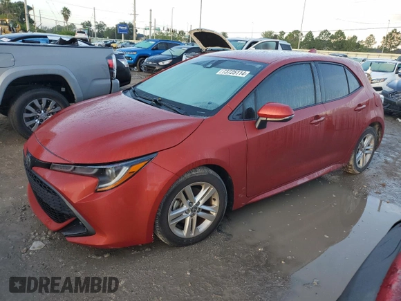 2019 Toyota Corolla Hatchback SE with VIN JTNK4RBE0K3049349, listed as a Copart auction lot 73725114 with 0 mi miles and Salvage Title. Bid and sale history available at carsss.com. Image 1.