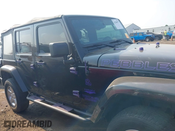 2014 Jeep Wrangler Unlimited Sahara with VIN 1C4BJWEG6EL217945, listed as a IAAI auction lot 42388477 with 61,739 mi miles and . Bid and sale history available at DreamBid. Image 14.