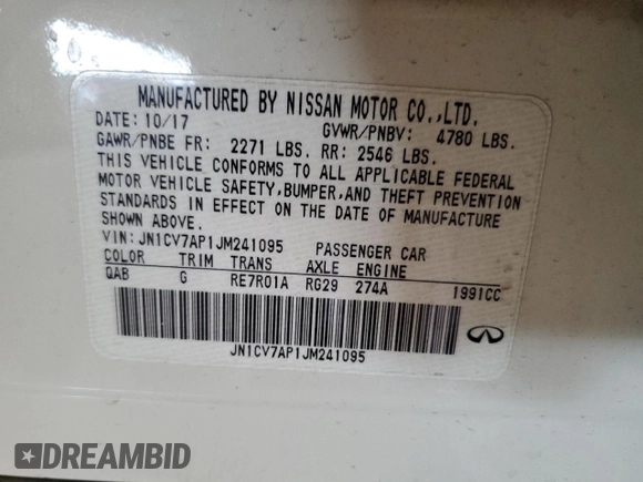 2018 Infiniti Q50 2.0t LUXE with VIN JN1CV7AP1JM241095, listed as a Copart auction lot 41470445 with 68,929 mi miles and Salvage Title. Bid and sale history available at carsss.com. Image 12.