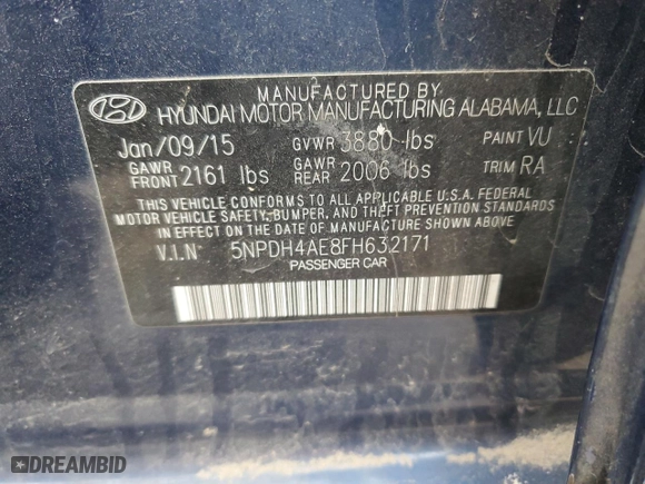 2015 Hyundai Elantra SE with VIN 5NPDH4AE8FH632171, listed as a Copart auction lot 49237715 with 118,436 mi miles and Salvage Title. Bid and sale history available at carsss.com. Image 14.