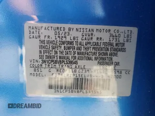 2023 Nissan Kicks S with VIN 3N1CP5BV8PL539545, listed as a Copart auction lot 42906275 with 9,361 mi miles and Salvage Title. Bid and sale history available at DreamBid. Image 14.