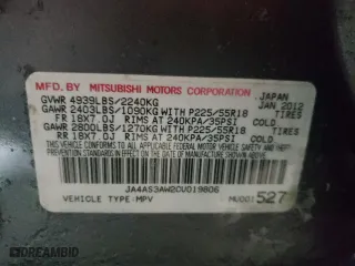 2012 Mitsubishi Outlander SE with VIN JA4AS3AW2CU019806, listed as a Copart auction lot 48173685 with 129,765 mi miles and Clean Title. Bid and sale history available at carsss.com. Image 13.