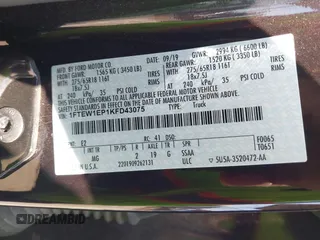 2019 Ford F-150 XL с VIN 1FTEW1EP1KFD43075, выставлен на аукционе IAAI как лот 42370335 с пробегом 81 066 миль миль и . История ставок и продаж доступна на DreamBid. Изображение 9.