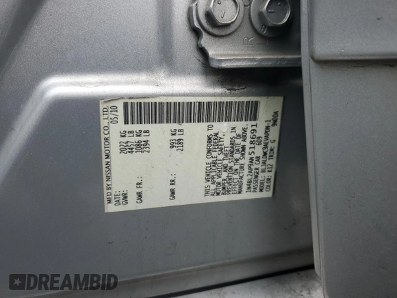 2010 Nissan Altima 3.5 SR with VIN 1N4BL2AP9AN518691, listed as a Copart auction lot 51351355 with 109,623 mi miles and Salvage Title. Bid and sale history available at carsss.com. Image 14.