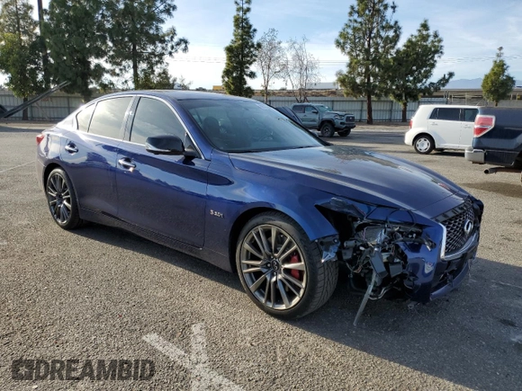 2019 Infiniti Q50 RED SPORT 400 with VIN JN1FV7AP1KM780024, listed as a Copart auction lot 86755684 with 96,108 mi miles and Salvage Title. Bid and sale history available at carsss.com. Image 4.
