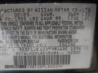2023 Nissan Versa SR with VIN 3N1CN8FV2PL820144, listed as a IAAI auction lot 41515573 with 55,792 mi miles. Bid and sale history available at carsss.com. Image 9.